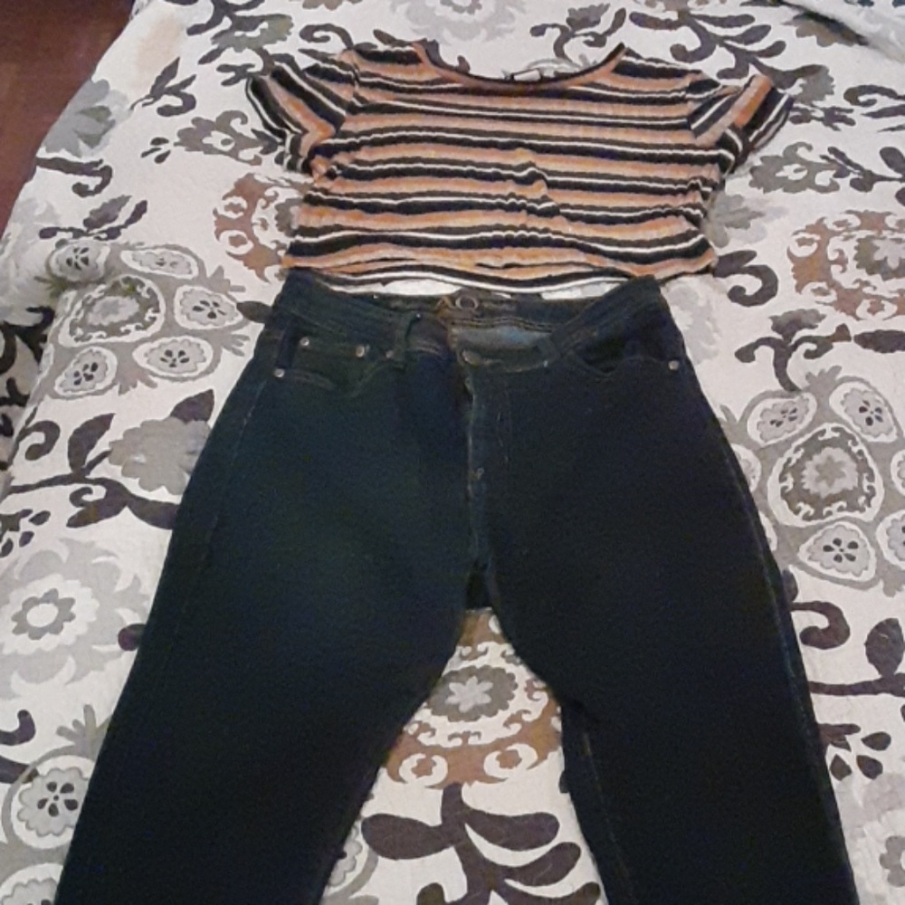 Shirt and high waist Jean's set